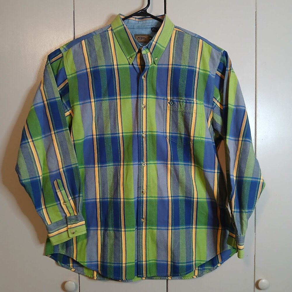 Roper Men's XL Green Plaid Long Sleeve Shirt (0273A)